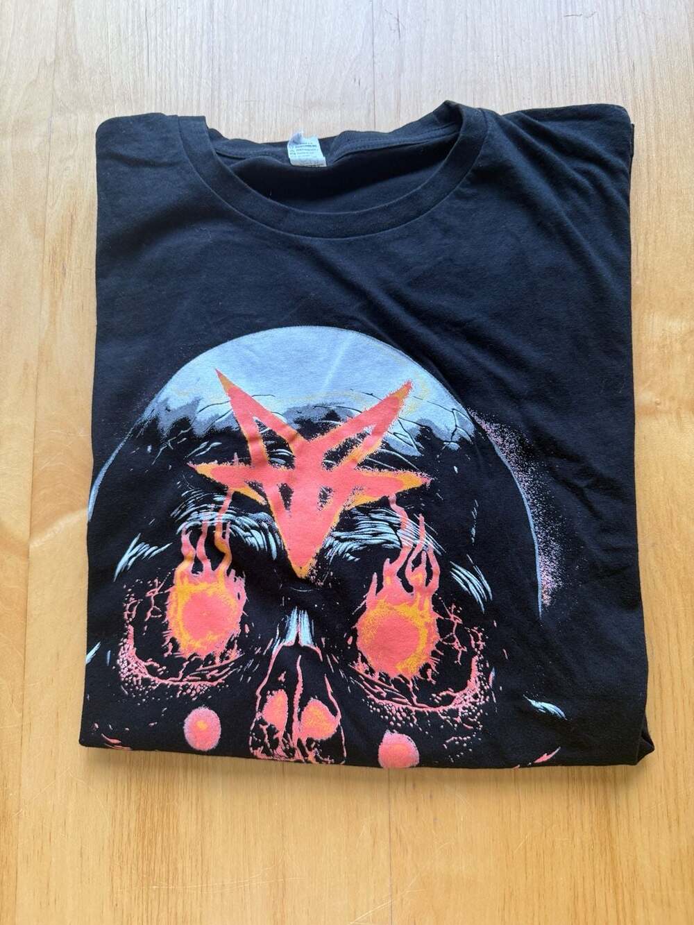 Cotton Heritage Skull Pentagram Graphic T-Shirt Size XL Black
